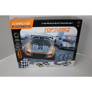 Aiencsai Dual Powered Battery/120V Slot Car Race Track w/Jump & Loop 3540 USED